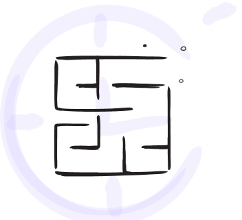Line drawing of a maze