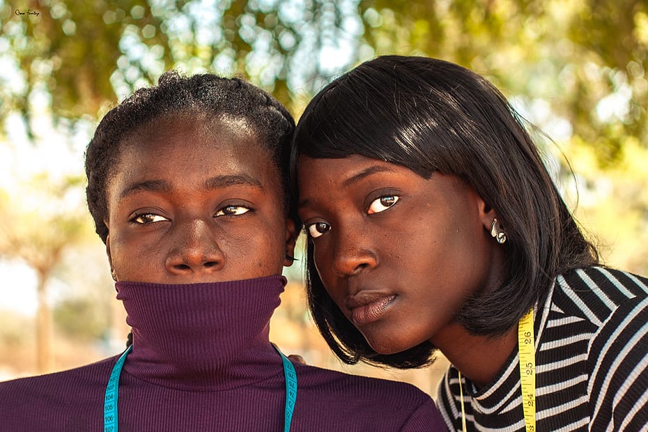 a portrait of two girls