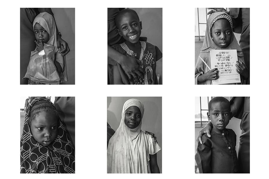 a grid of six children from the Oasis Academy, placed side by side.